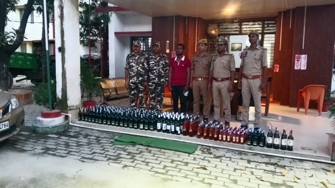 सोनौली सीमा पर 225बोतल अंग्रेजी शराब के साथ बिहार का युवक गिरफ्तार